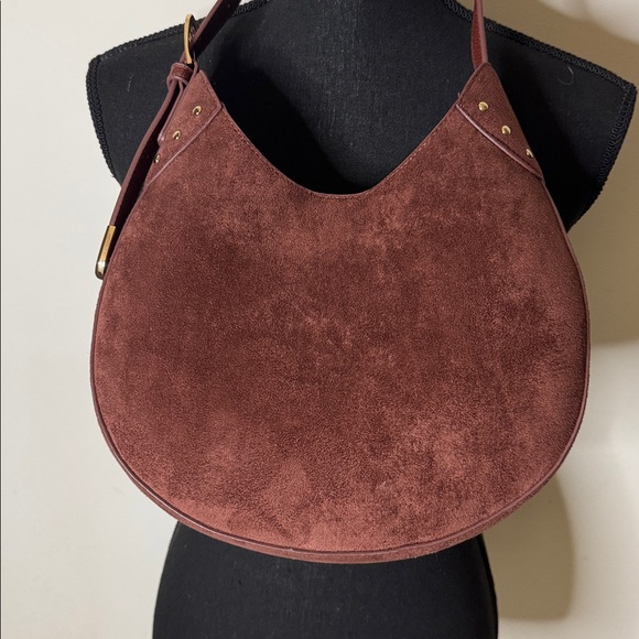 Universal Thread Suede Crescent Shoulder Bag Brown Moon Hobo Minimalist Y2K Vibe - Picture 7 of 7